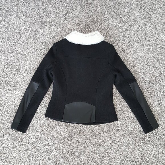 NEW Ivanka Trump Faux Shearling Leather Biker Moto Jacket Coat Wool Sherpa Black - Picture 12 of 14